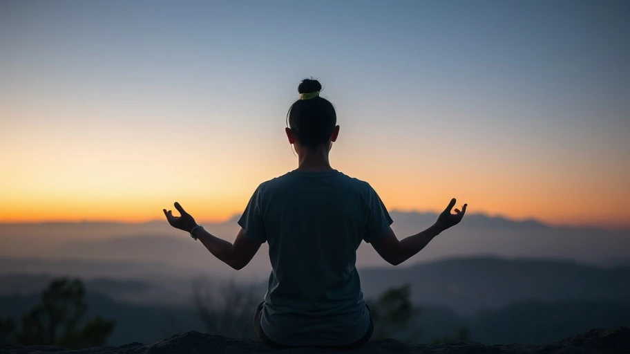 Cảnh người thiền định với audiobooks mindfulness