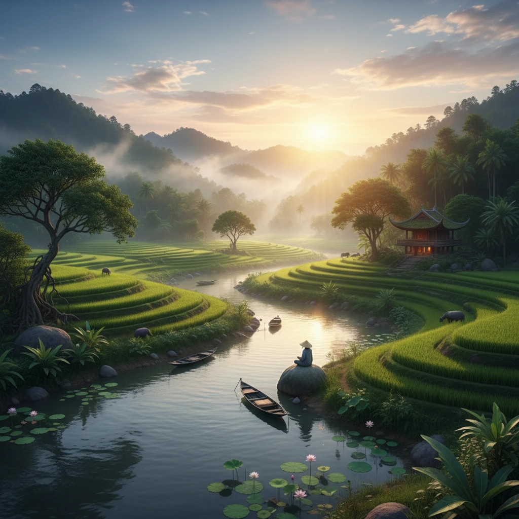 Cảnh tượng thanh bình, yên tĩnh ở Việt Nam ảnh hưởng đến sức khỏe tinh thần.