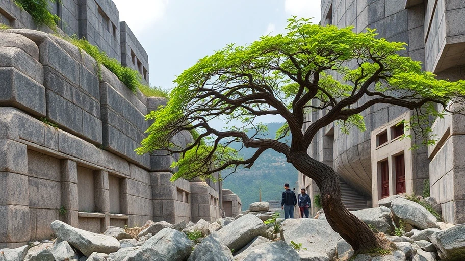 Cây mạnh mẽ trên nền đá