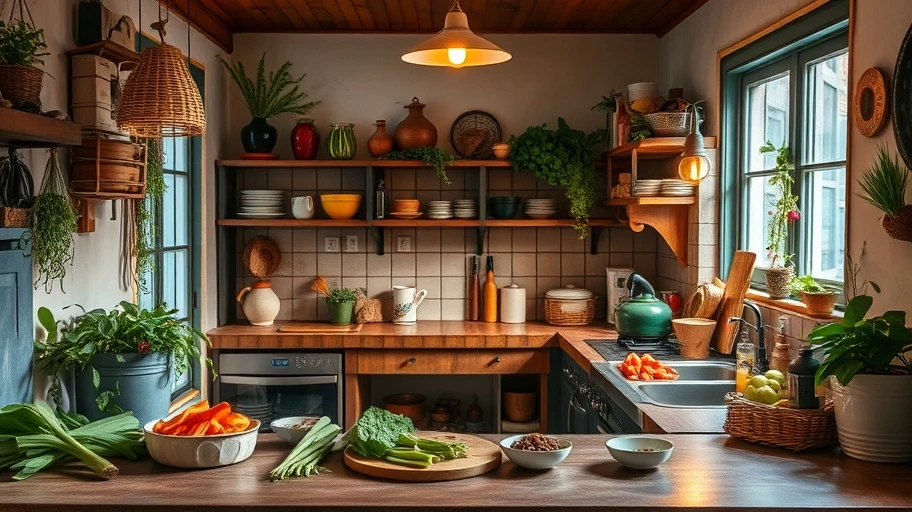Cozy kitchen setup reflecting challenges in adopting a mindfulness diet.