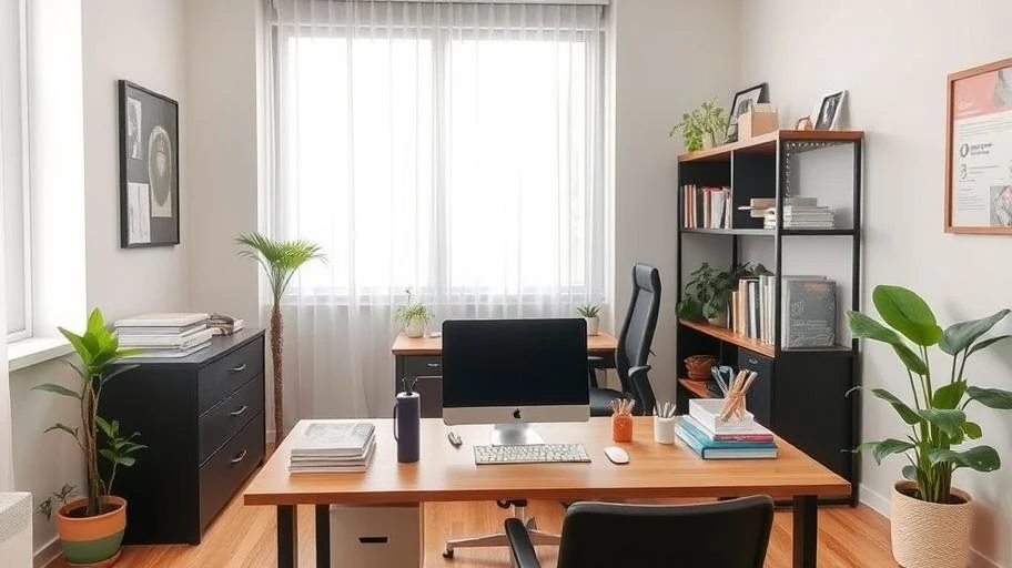 Hình ảnh bàn làm việc tổ chức gọn gàng để giảm stress