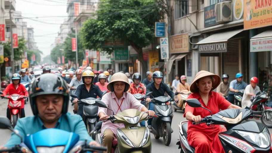 Hình ảnh đường phố Việt Nam minh họa thách thức sức khỏe tinh thần