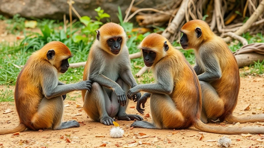 Hình ảnh khỉ giao tiếp xã hội tại Việt Nam.