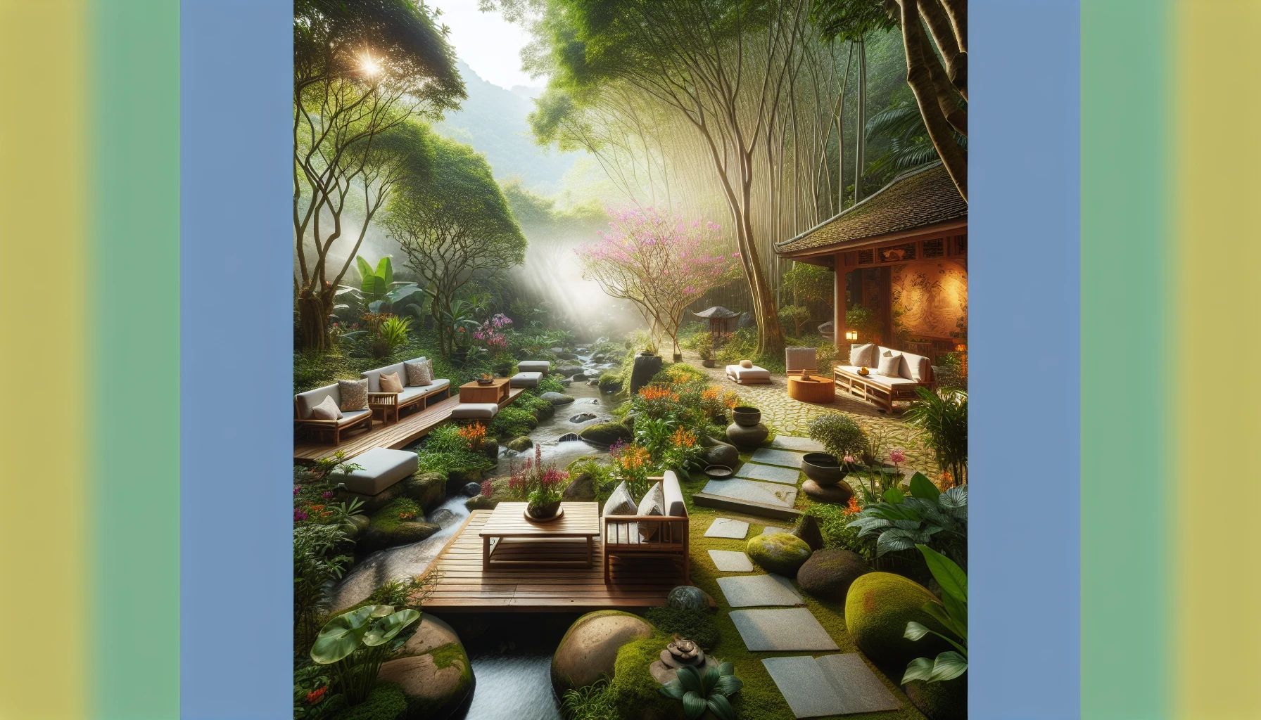 Hình ảnh khung cảnh yên bình của thiền chay viên minh.