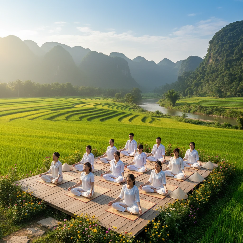 Hình ảnh lớp yoga giúp giảm stress