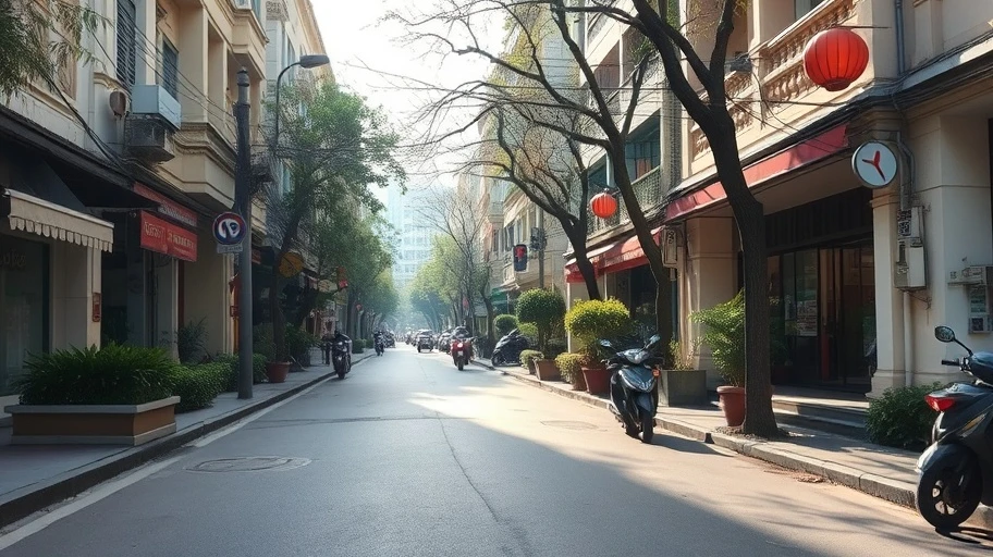 Hình ảnh phố 4 Thiền Quang tại Hà Nội, nơi giao thoa giữa thiên nhiên và cuộc sống đô thị.