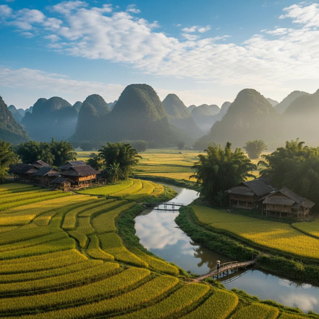 Hình ảnh phong cảnh thiên nhiên Việt Nam gợi cảm giác thiền chánh niệm