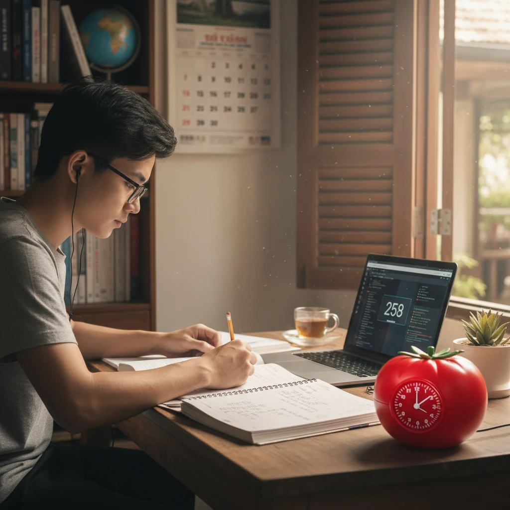 Hình ảnh quản lý thời gian với Pomodoro.