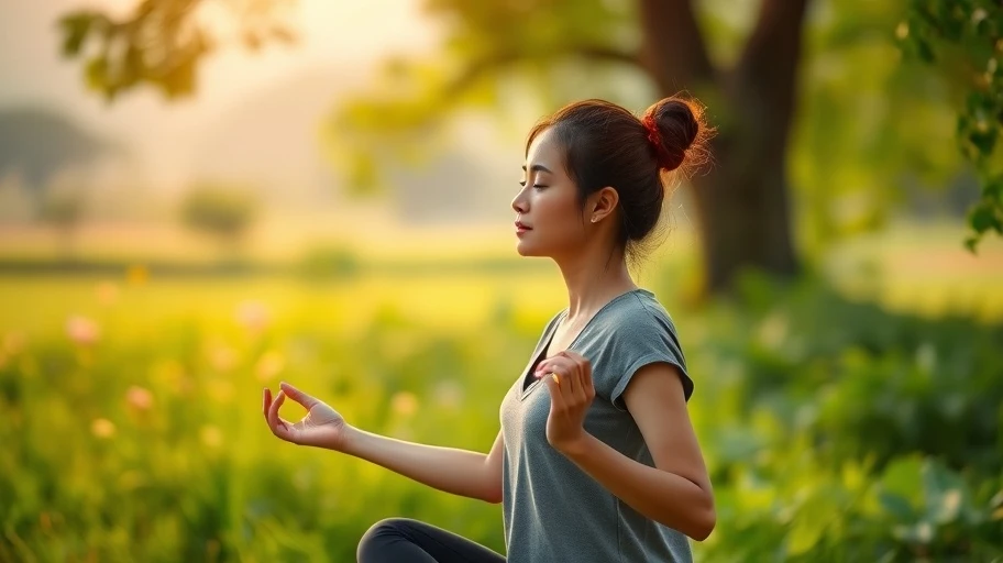 Hình ảnh thể hiện người phụ nữ thiền chánh niệm tại Việt Nam.