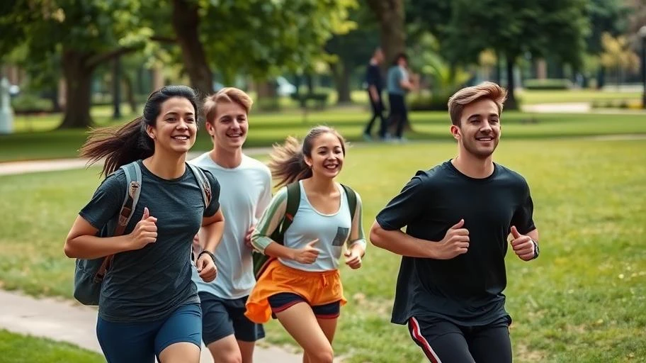 Học sinh tham gia hoạt động chạy bộ.