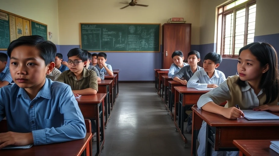 Học sinh trong lớp học yên tĩnh và tập trung