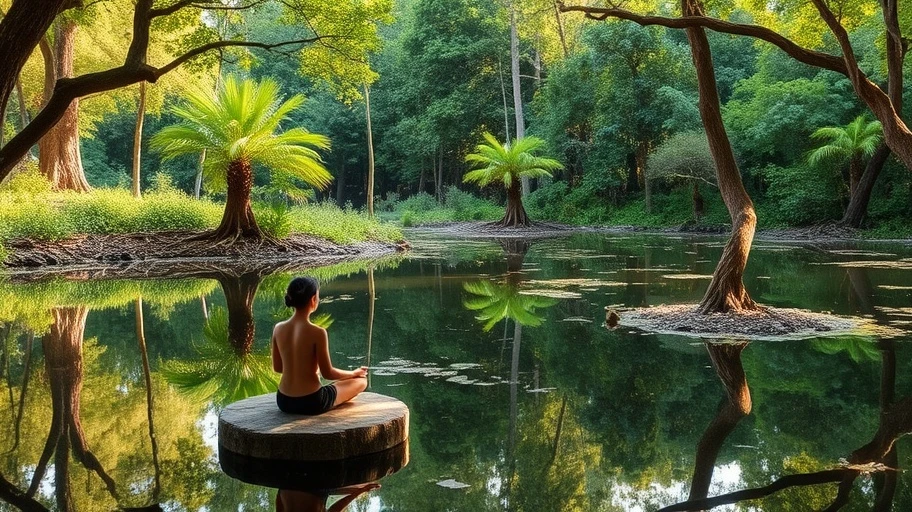 Không gian thiền yên tĩnh trong thiên nhiên tại Việt Nam.