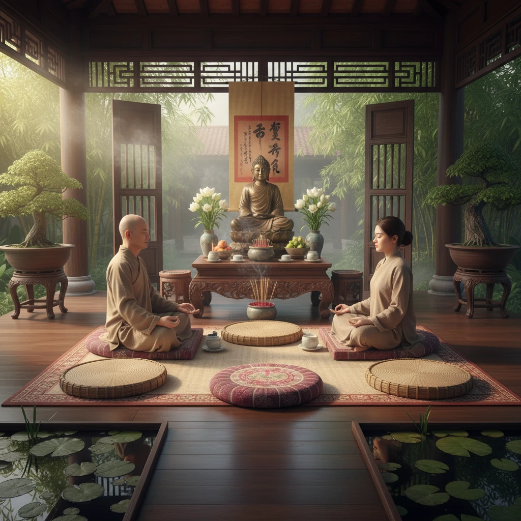 Khung cảnh thiền định Việt Nam trong mindfulness