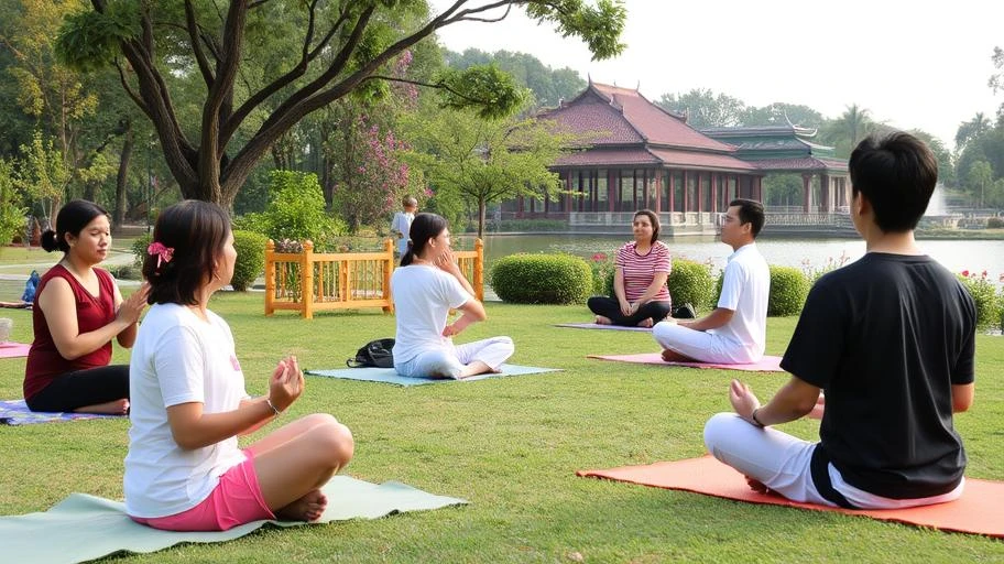 Lợi ích sức khỏe từ thiền Pháp Luân Công tại công viên Việt Nam