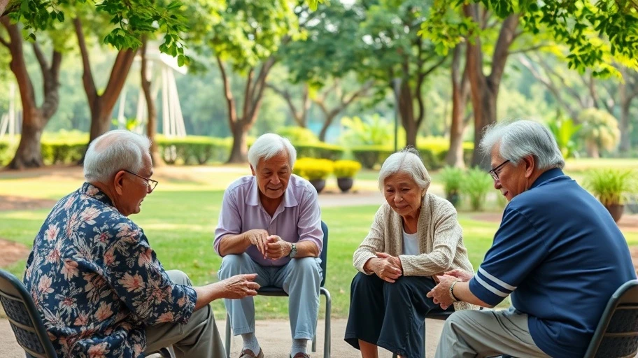 Người cao tuổi tham gia hoạt động cộng đồng ở công viên