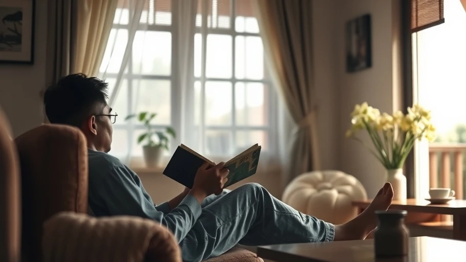 Người đọc sách trong không gian ấm cúng để chăm sóc tinh thần.
