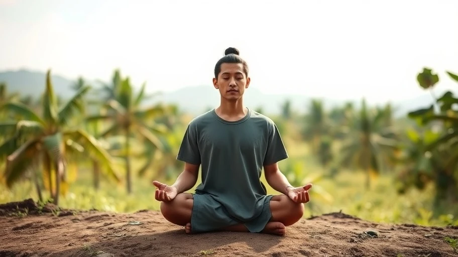 Người thiền giàu kinh nghiệm đang tập trung sâu giữa thiên nhiên