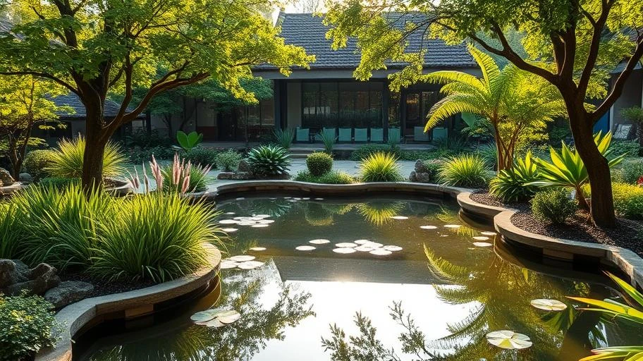 Nguyên lý tâm tính trong thiền Pháp Luân Công được minh họa qua hình ảnh vườn yên tĩnh