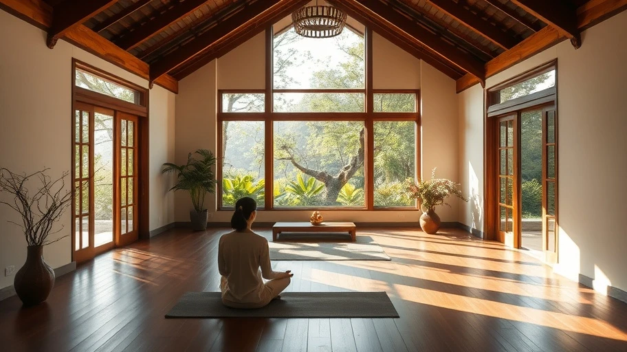 Phòng thiền tại Việt Nam với ánh sáng tự nhiên