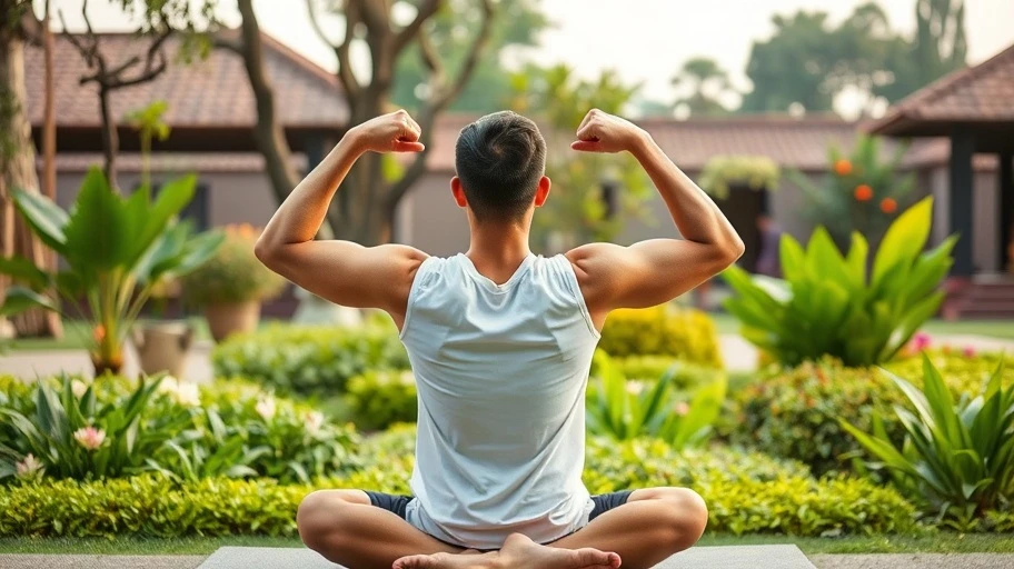 Thư giãn cơ sau thiền tại vườn Việt Nam