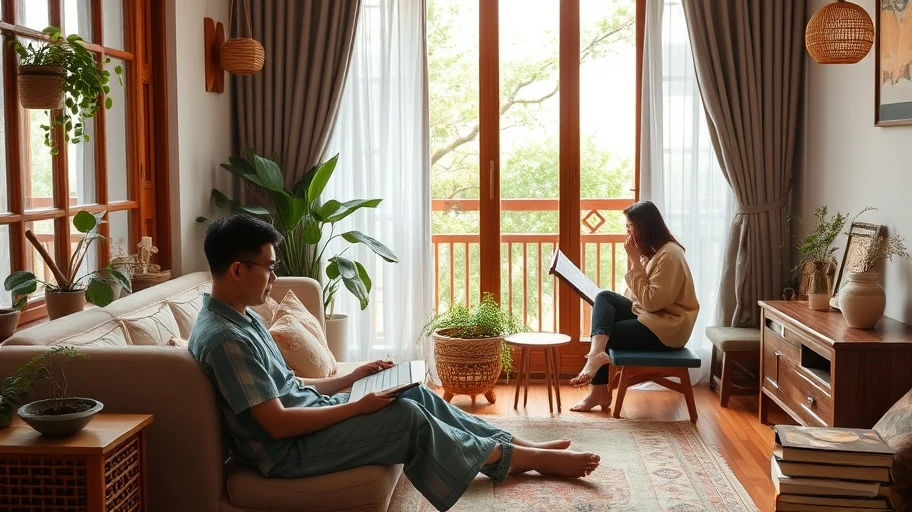 Thư giãn và nghỉ ngơi tại nhà ở Việt Nam.