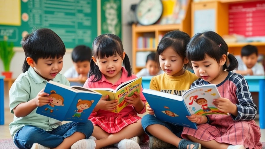 Trẻ em đọc sách tại lớp học ở Việt Nam